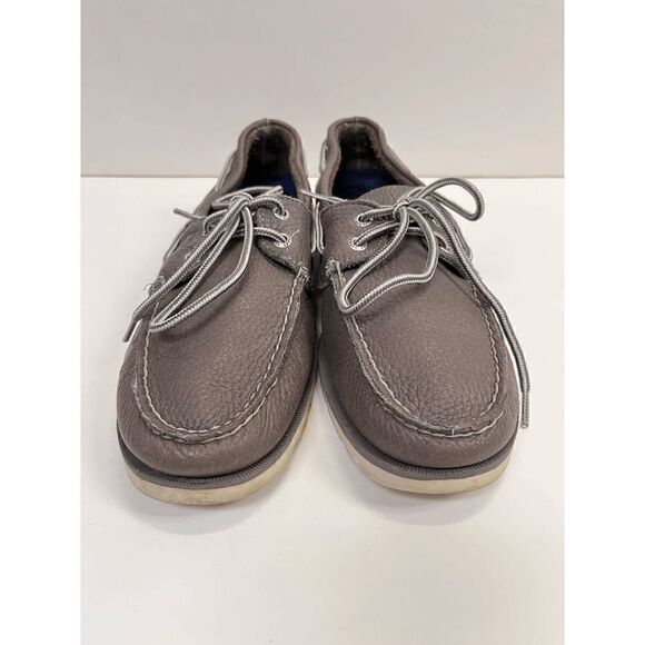 Sperry Mens Top-Sider Leather LEEWARD 2-EYE Boat Shoes Taupe Grey Size 9M - Picture 2 of 7